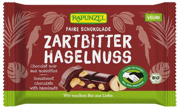 Produktfoto zu Zartbitter Schokolade 60% Kakao mit Haselnüssen vegan