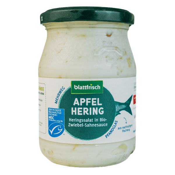 Produktfoto zu Apfel Hering in Zwiebel-Sahnesauce im Pfandglas